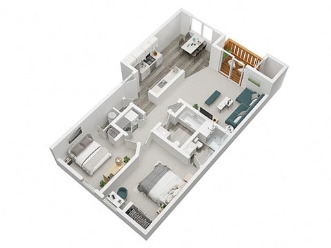 Floor plan for 2 beds, 2 baths, 918 sqft